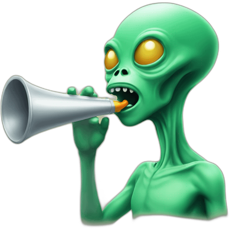 Alien blowing whistle emoji