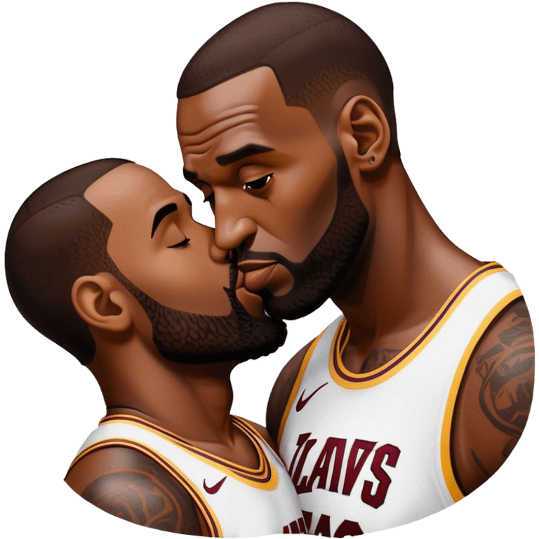 Lebron James kissing a guy  emoji