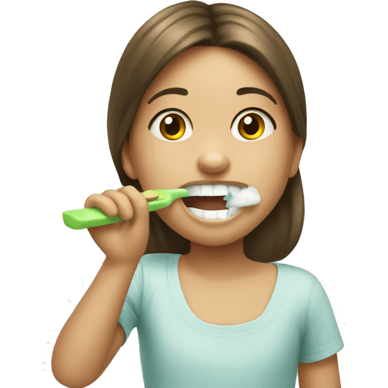 a little girl brushing teeth emoji