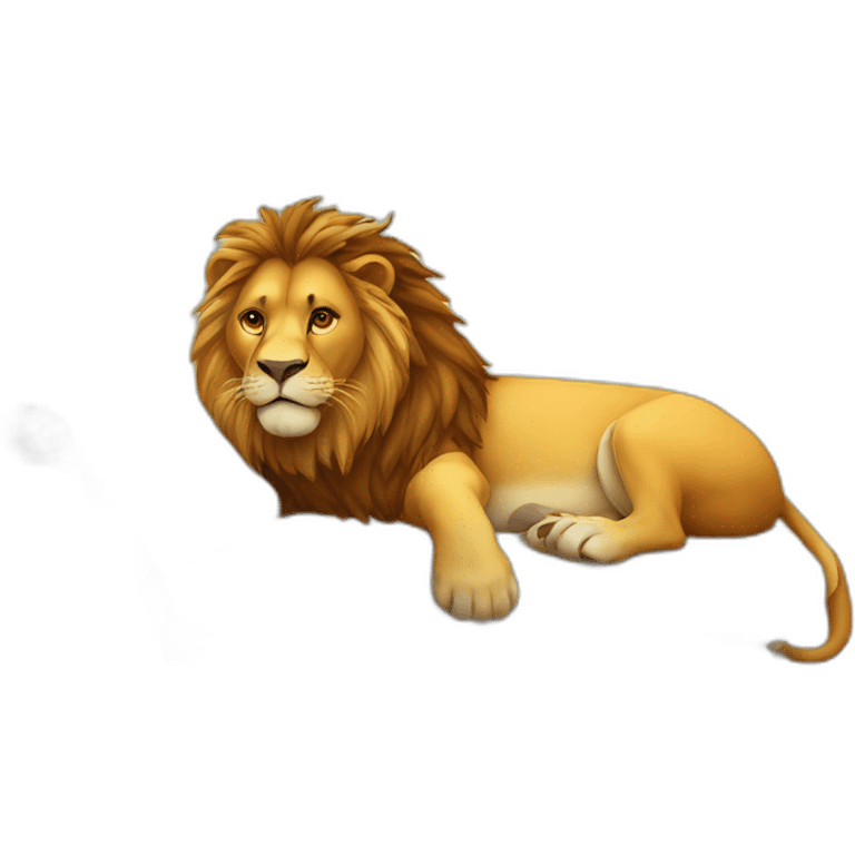 Lion avec un couché de soleil emoji