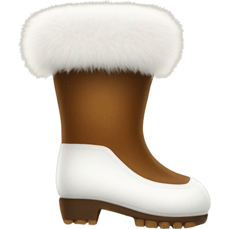 White fuzzy boot brown sole  emoji