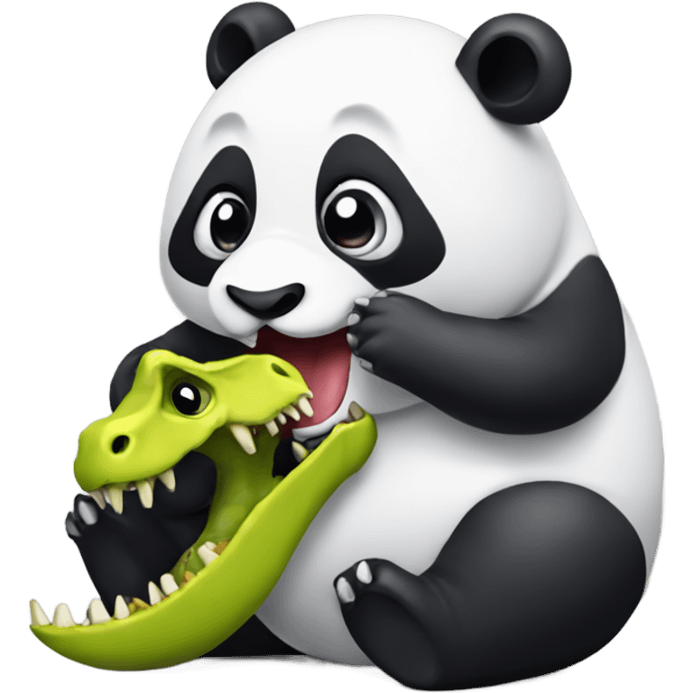 Panda eating dinosaur emoji