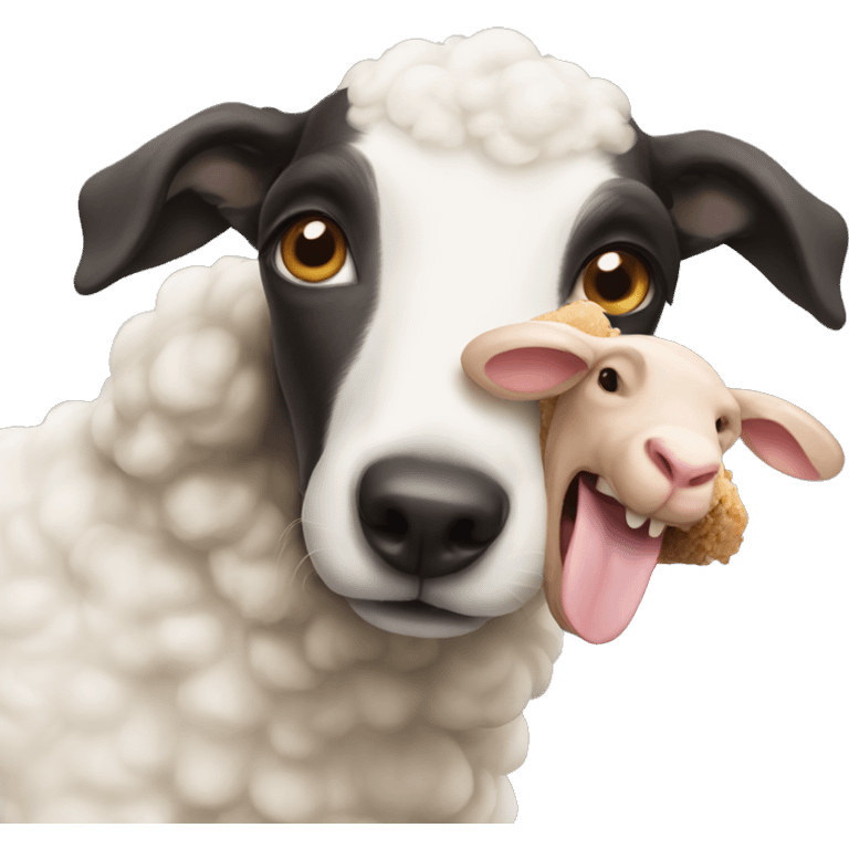 A dog eating lamb emoji