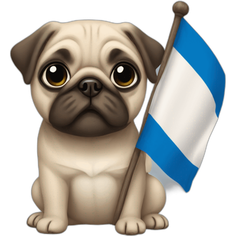 pug holding a flag of finland emoji