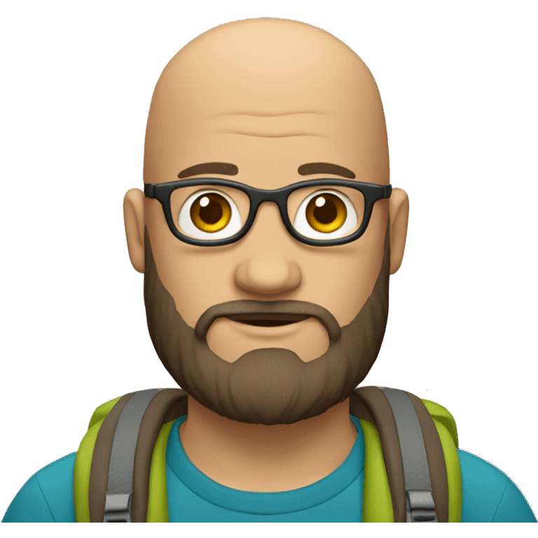 hiker with glasses and beard without hair emoji