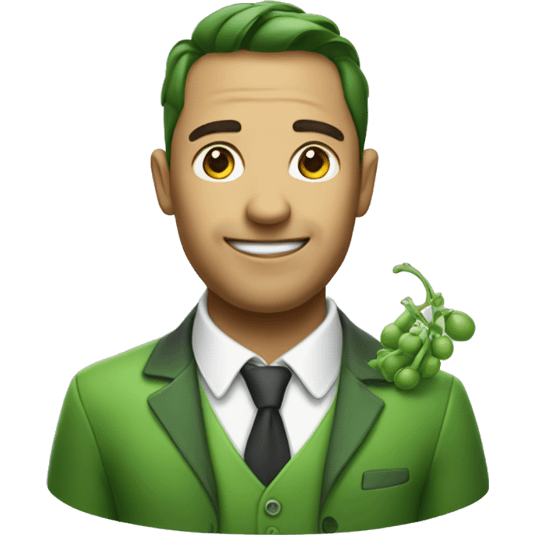 a pea dressed in smart casual emoji