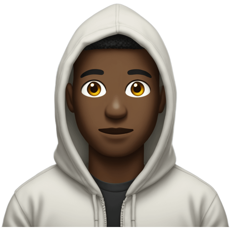 black guy with a bape hoodi emoji