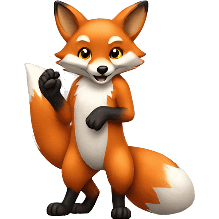 the fox waves its paw emoji