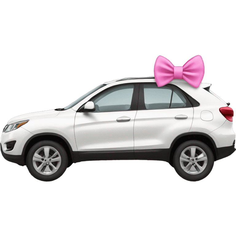 White crossover car with pink bow emoji