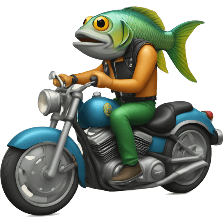 Fish riding a motorcycle smoking a cigarette  emoji