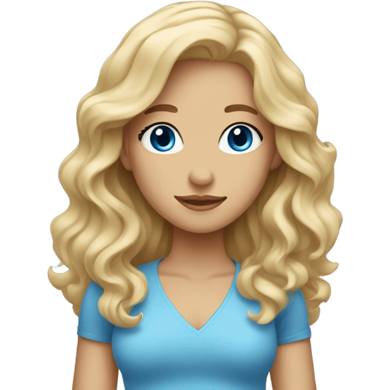 Blonde girl with blue eyes wavy kinda hair emoji