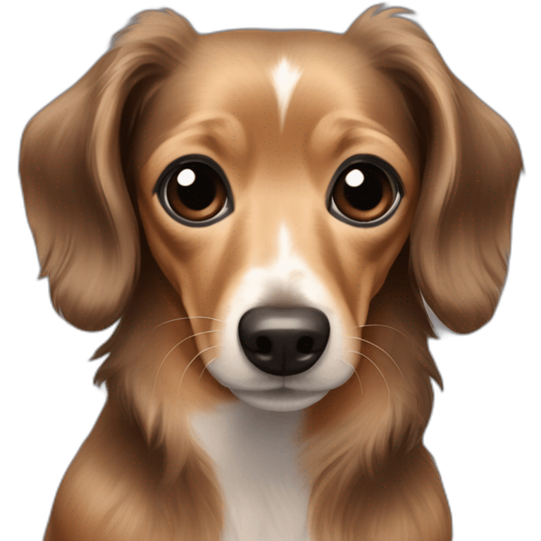 Long hair dachshund Chihuahua mix with dark brown & black hair emoji