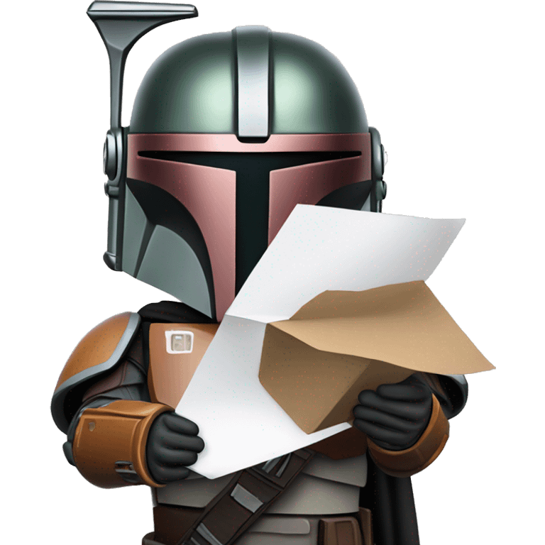 mandalorian holding a paper emoji