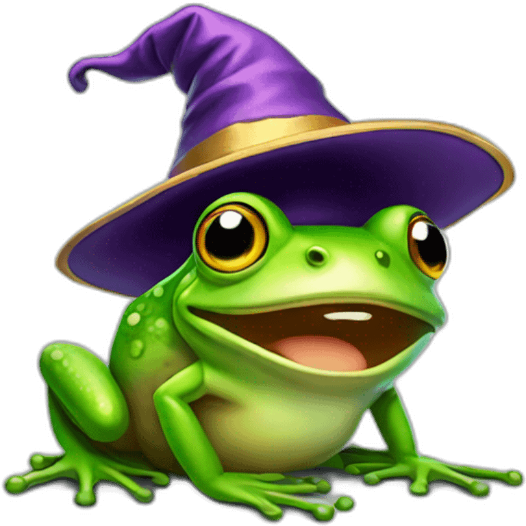 frog wearing a wizard hat emoji