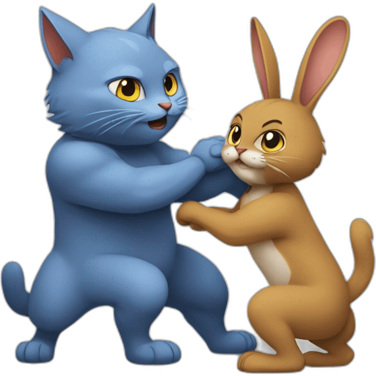 bluecat-fight-with-browmrabbit emoji