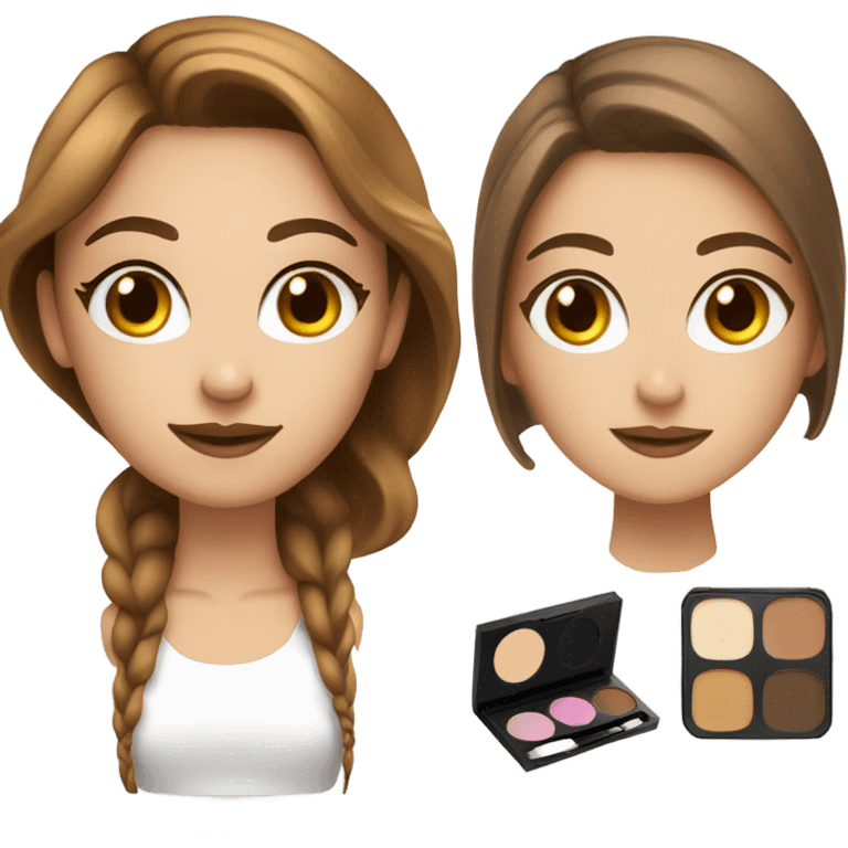 Makeup kit and white girl Brown hair emoji