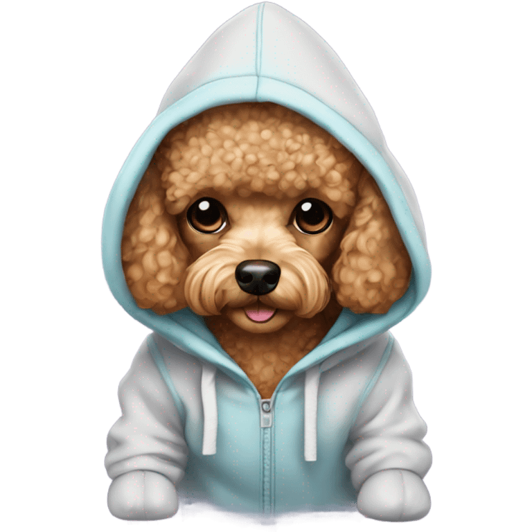 Toy poodle with a hoodie emoji