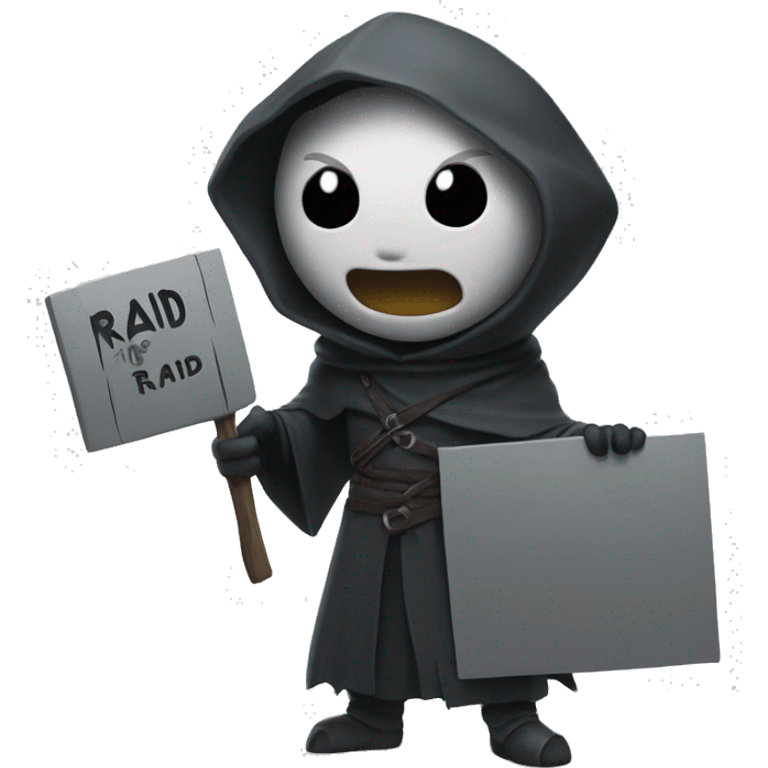 cutesy wraith holding a sign that says raid emoji