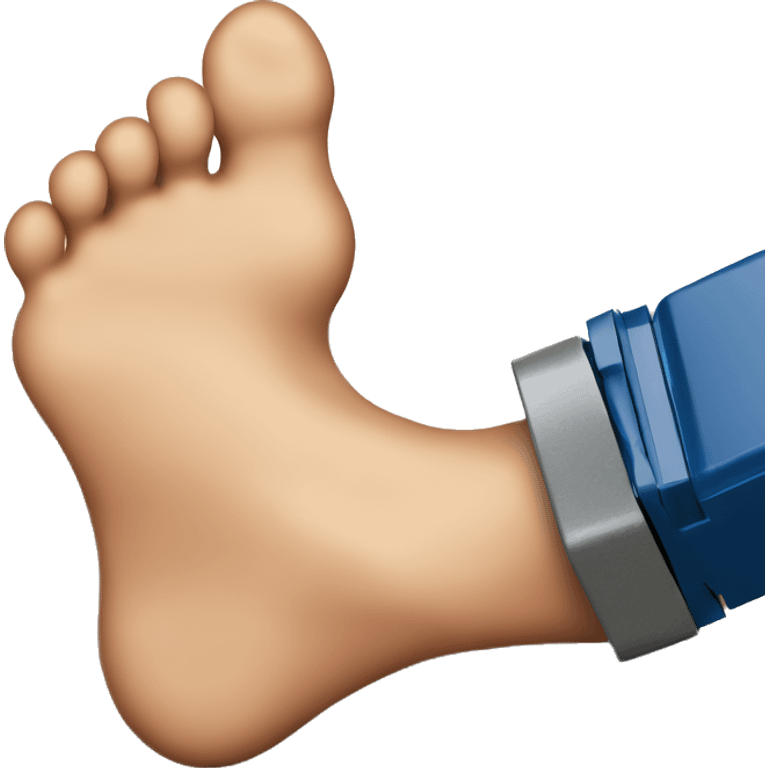 a bare foot above a lego brick emoji