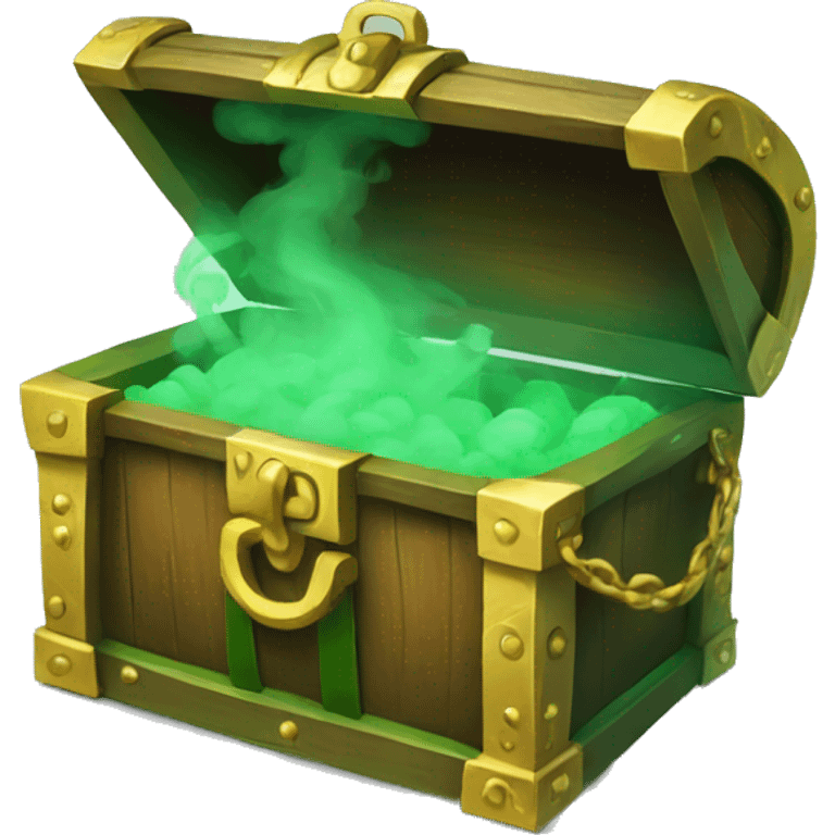 open treasure chest with green smoke coming out emoji