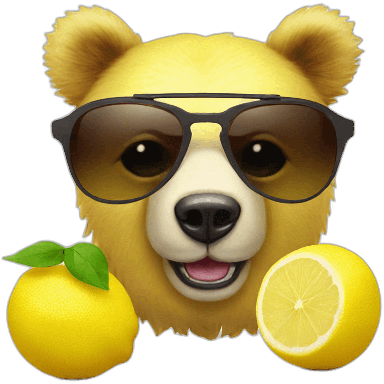 Fruit Lemon sunglasse smile and bear emoji