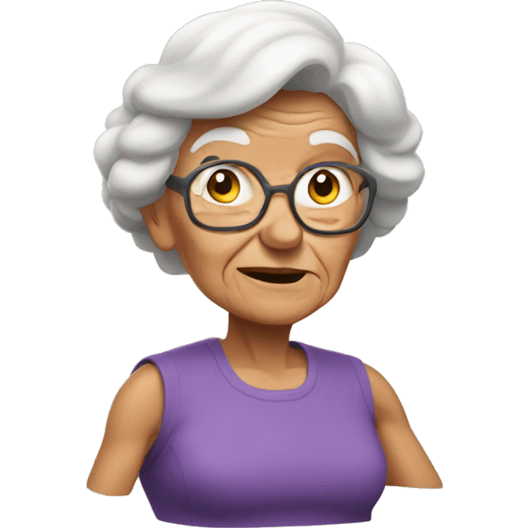 old woman flexing emoji