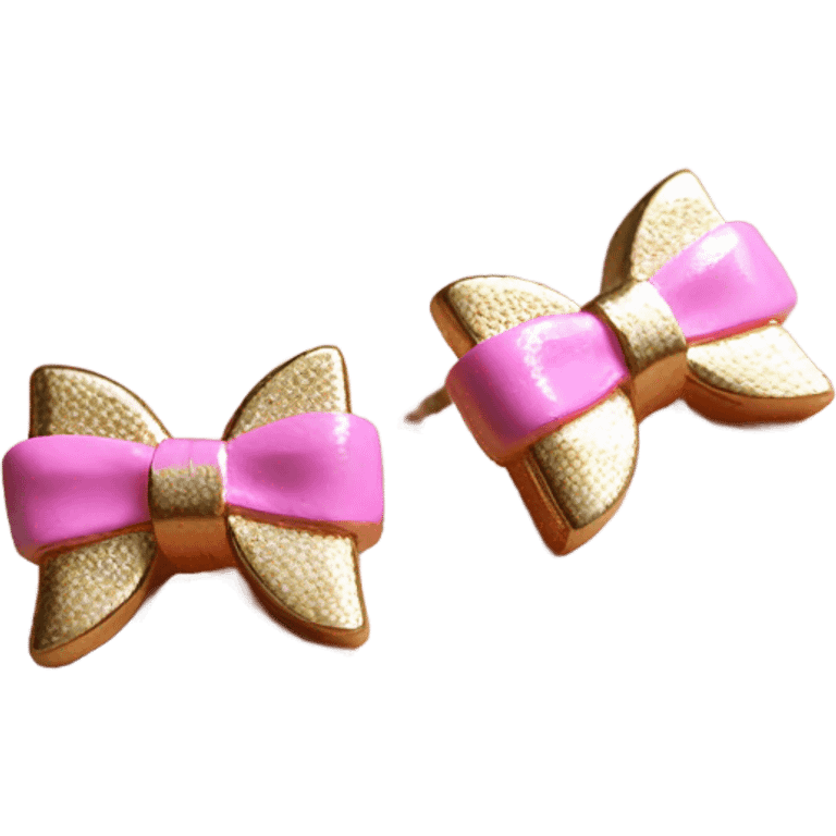 Little gold pink bow earrings emoji