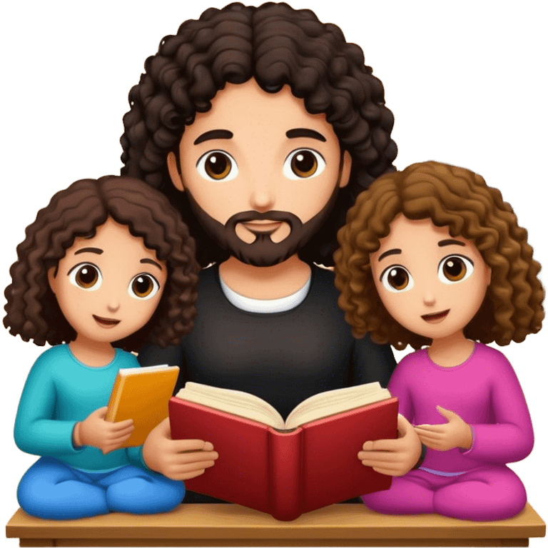 Devotional Christ with 3 girls black curly in house reading emoji