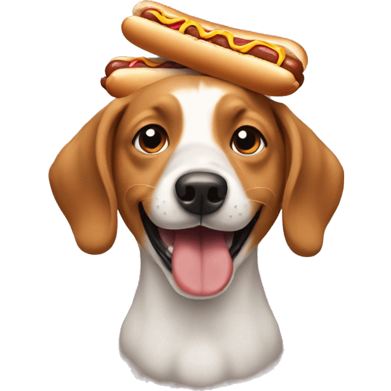 A dog eats hot dogs  emoji