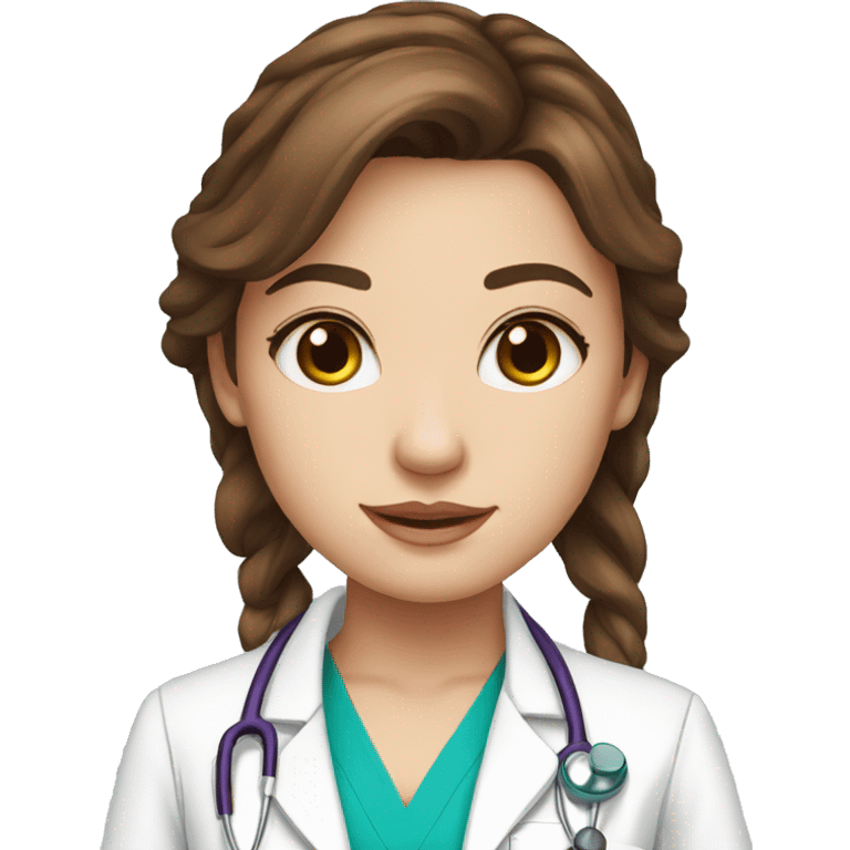 beautiful girl with brown hair blue eyes doctor emoji