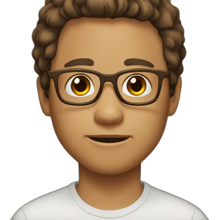 boy with glasses, straight hair brown, eyes brown, 30 years emoji