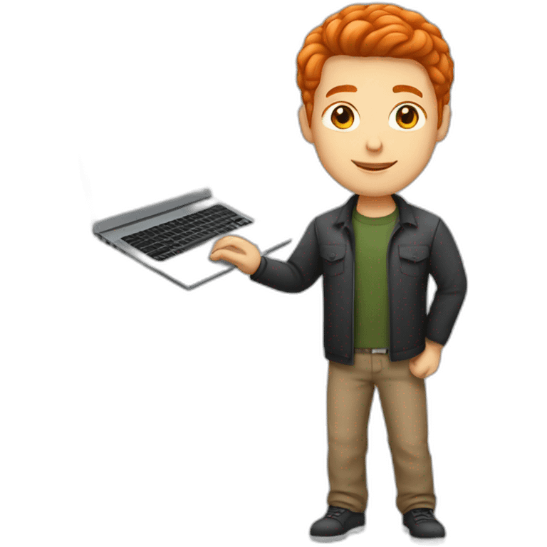 Programmer with a laptop Male red-haired light-skinned short-haired emoji