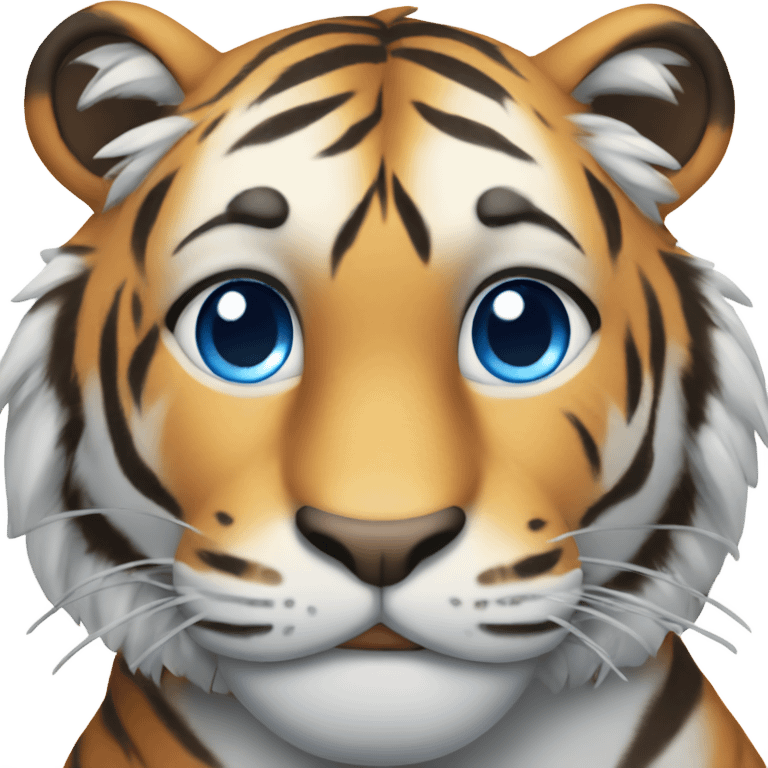 Smiling tiger with blue eyes emoji