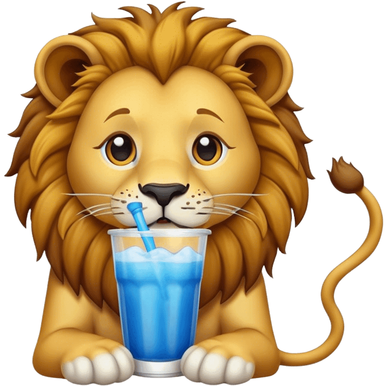 Lion drinking slushy  emoji