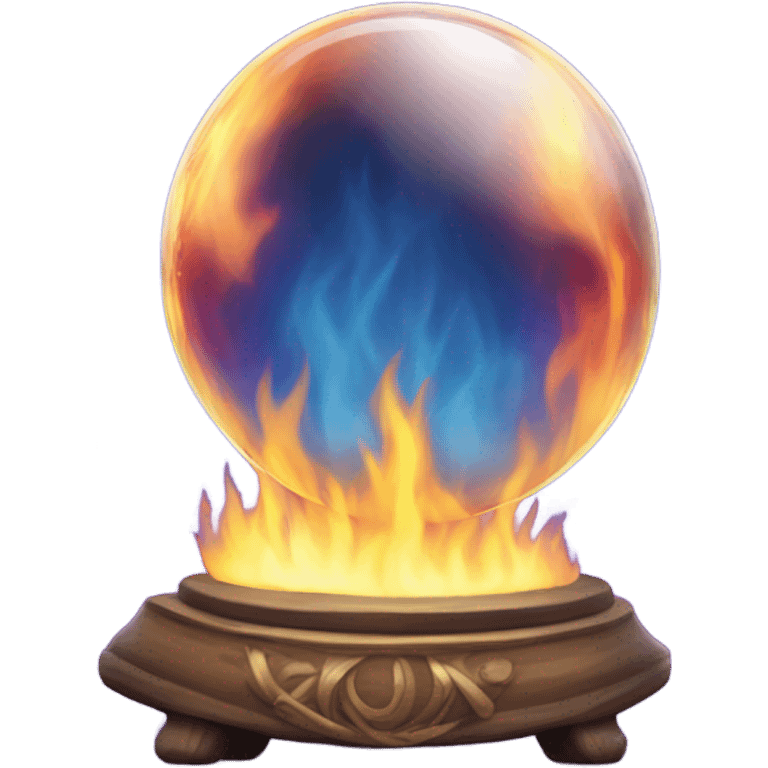 fortune telling ball in fire emoji