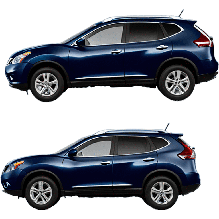 Car, dark blue 2014 Nissan Rogue Select, side view emoji