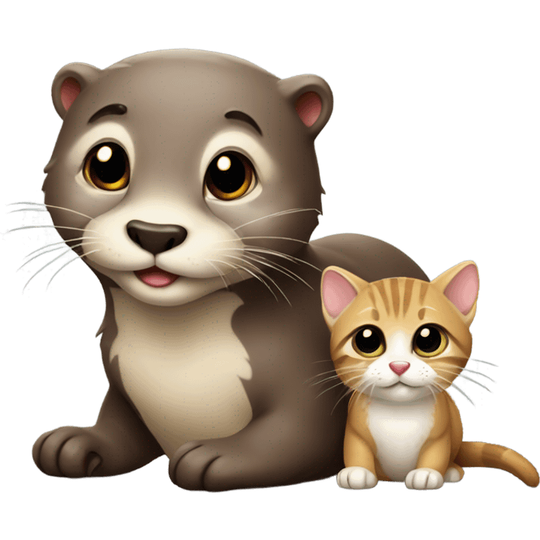 Otter with a kitten friend  emoji