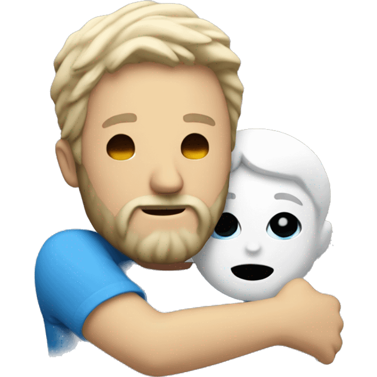 My emoji hugging a white man with blue eyes and a beard  emoji