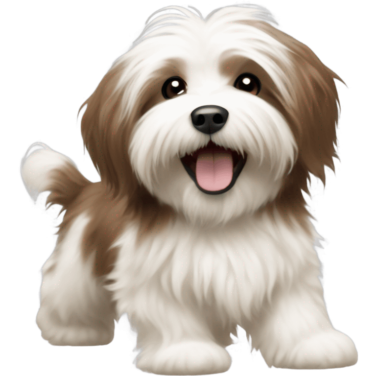 Havanese dog with brown and white fur frolicking emoji