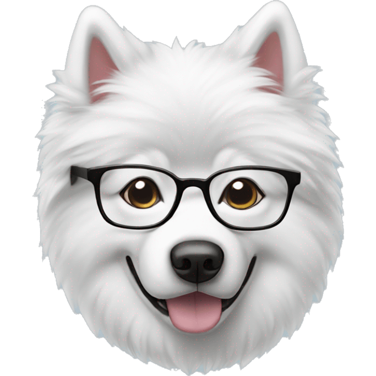 Samoyed dog wearing glasses emoji