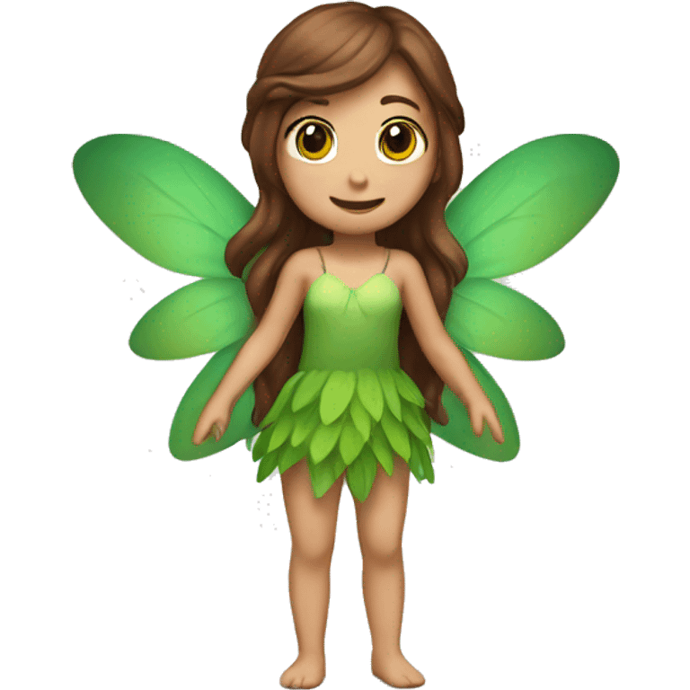 Fairy with brown hair and green wings emoji