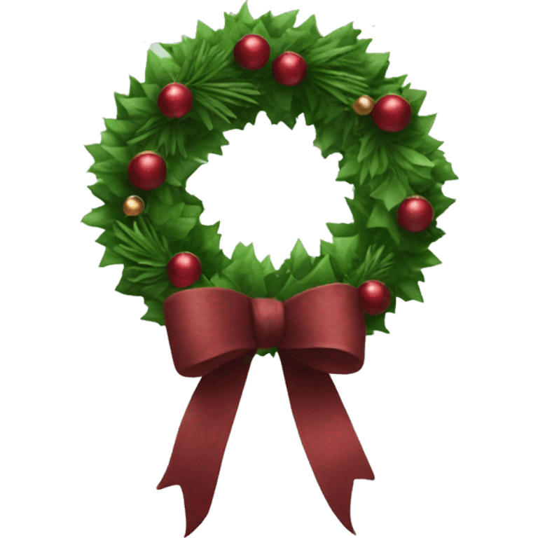 Realistic green and burgundy red  christmasy wreath emoji