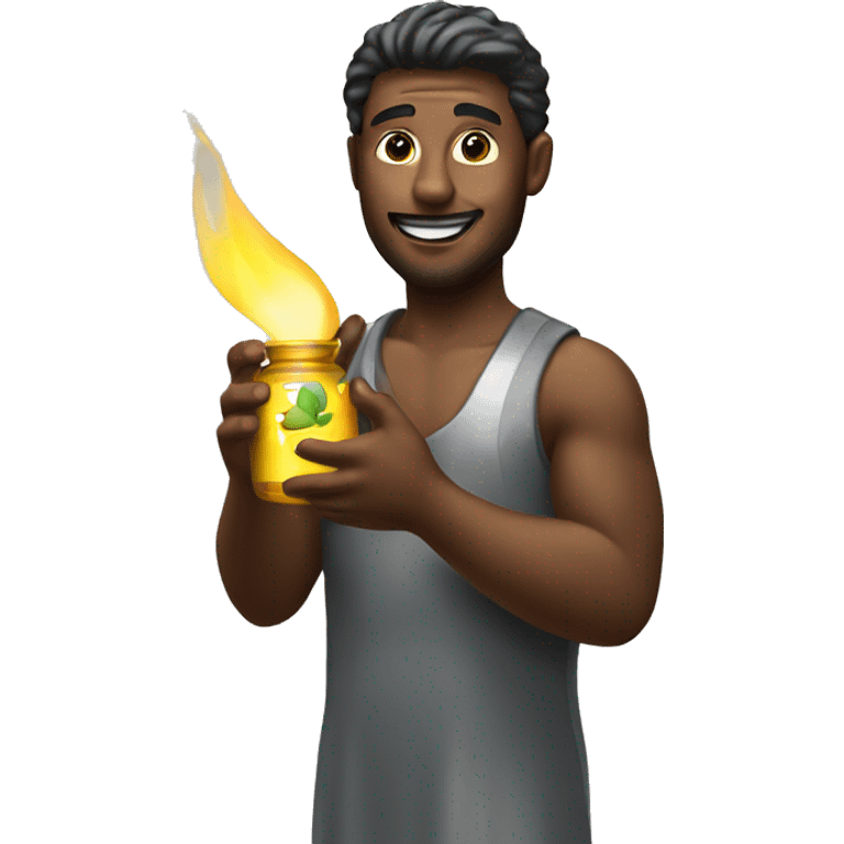 shiny man holding oil  emoji