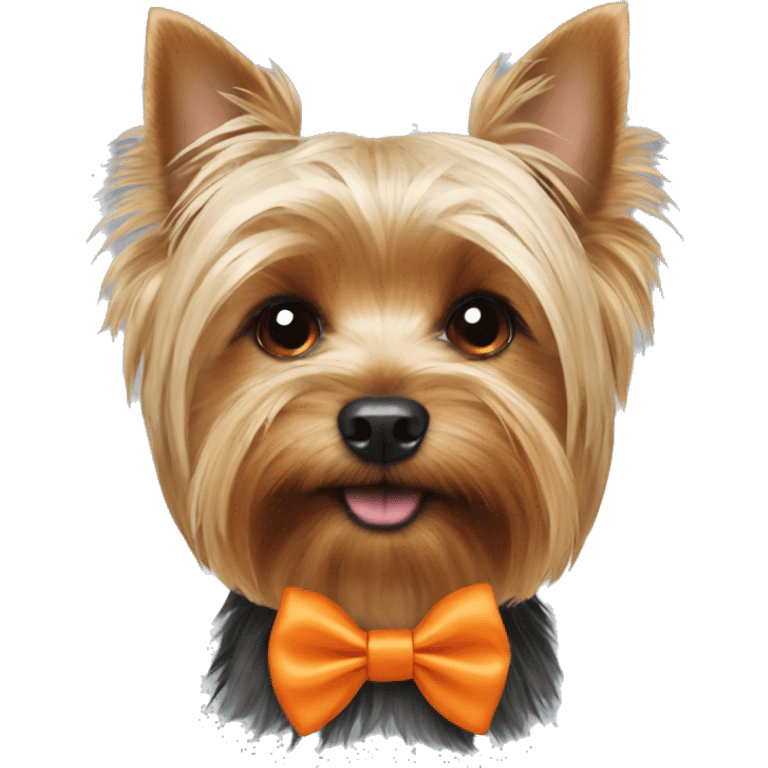 Yorkshire terrier dog wearing orange Bow tie  emoji