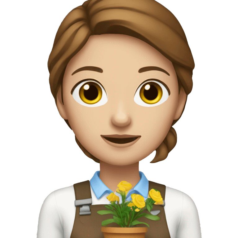 woman florist with blue eyes brown hair emoji