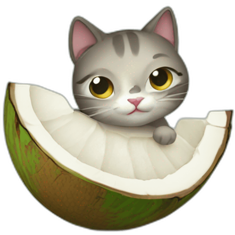 Cat with coconut emoji