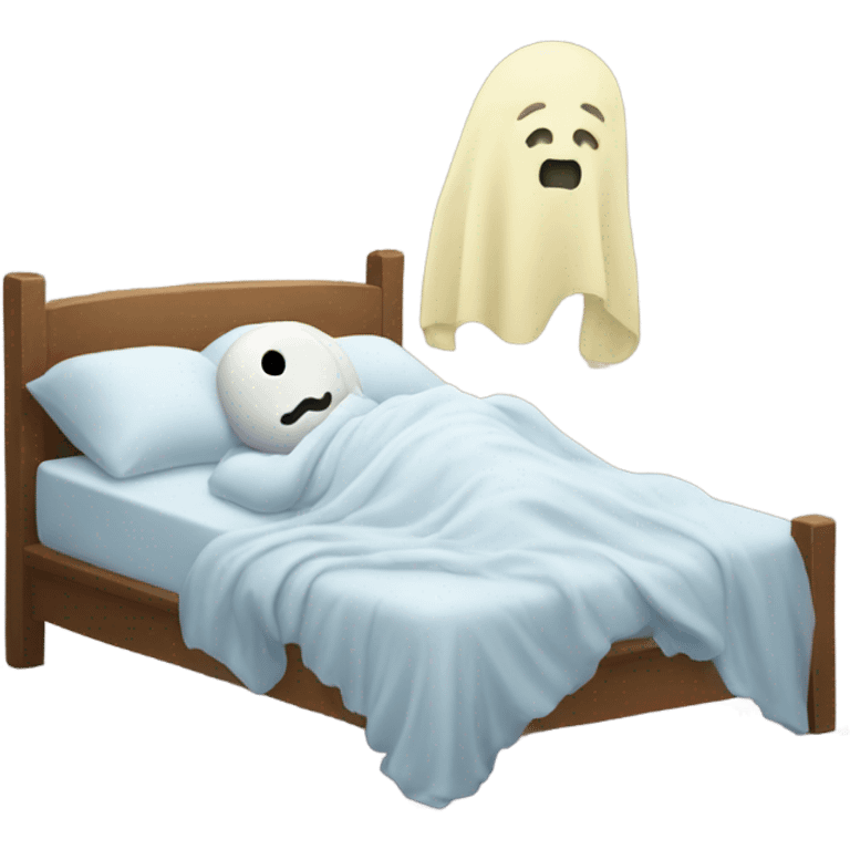 Ghost sleeping on a bed emoji