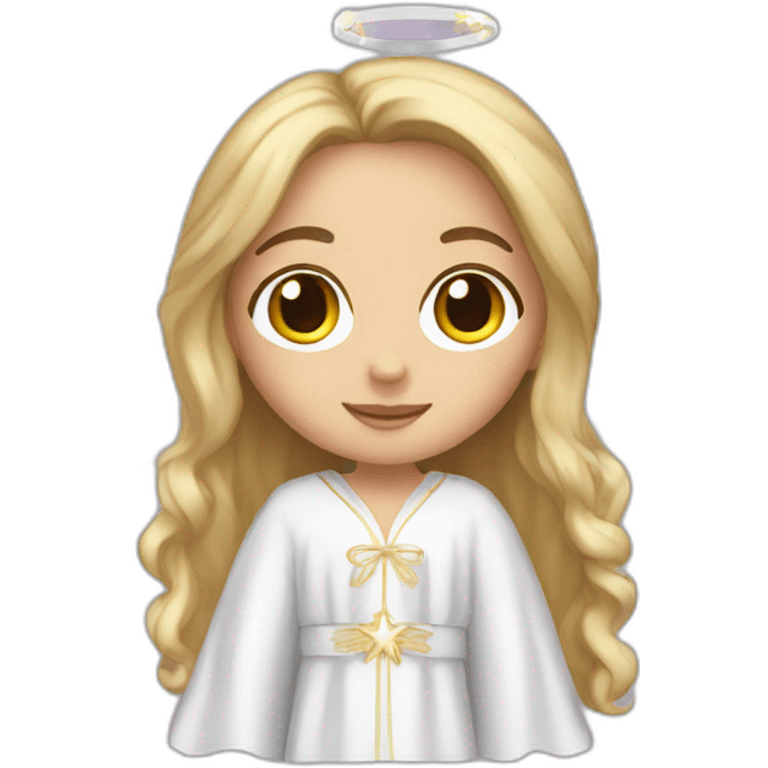 White girl with angel robe emoji