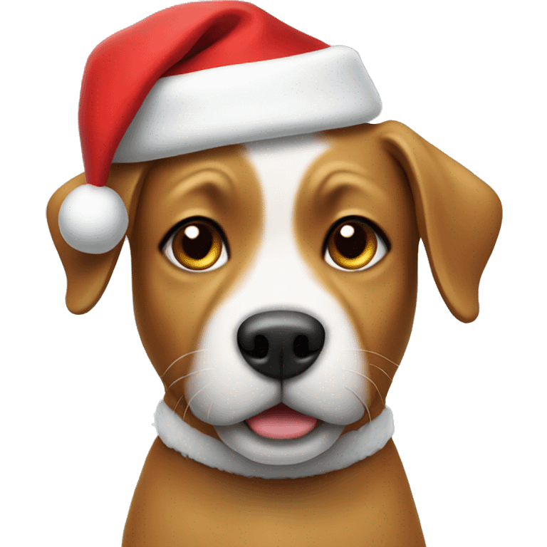 Dog wearing a Santa hat emoji