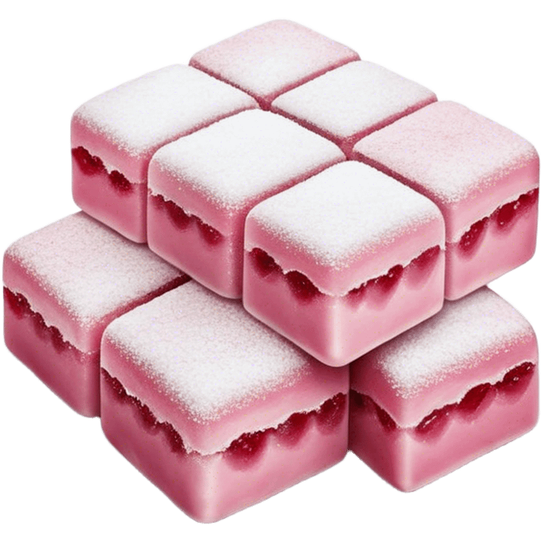 Cinematic Realistic Turkish Delight Dessert Emoji, featuring delicate, chewy confections dusted with powdered sugar rendered with vibrant textures and soft, inviting lighting. emoji